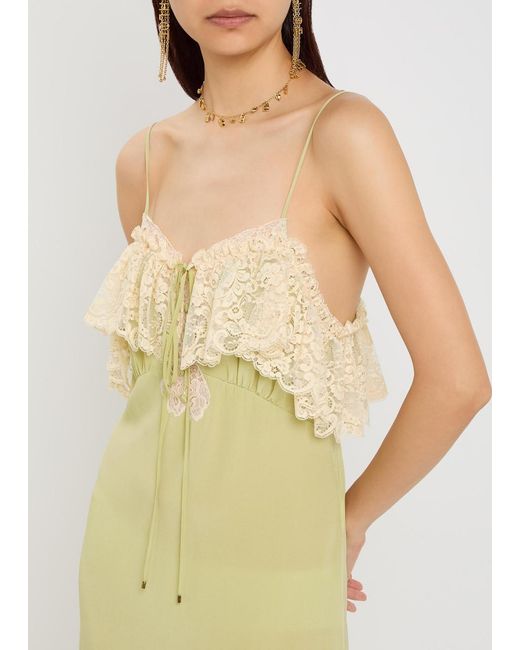 Chloé Yellow Lace-Trim Silk-Georgette Maxi Dress