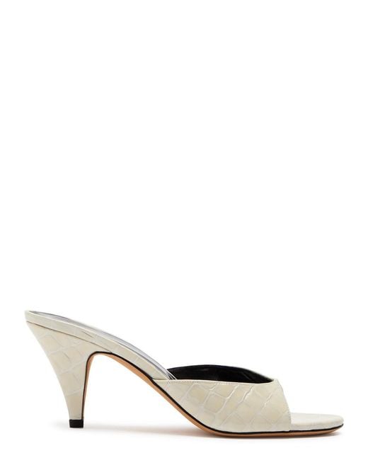 Jude White Hazel 75 Crocodile-Effect Leather Sandals