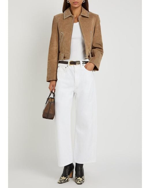 Staud Natural Hugo Stud-Embellished Suede Jacket