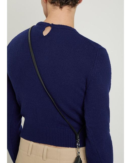 Jil Sander Blue 3/4 Sleeve Wool-Blend Jumper for men