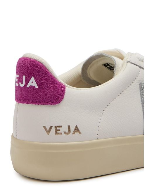 Veja White Campo Logo-Appliquéd Grained Leather Sneakers