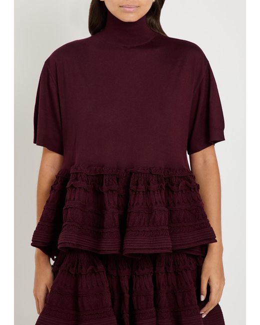 Alaïa Purple Peplum Wool Top