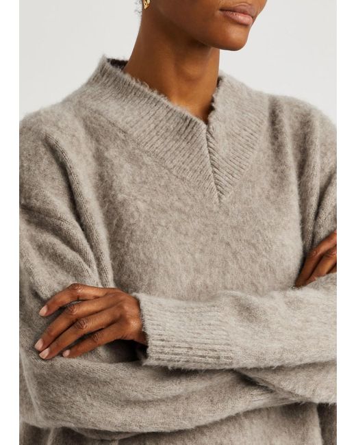 The Row Gray Fayette Brushed Cashmere Jumper