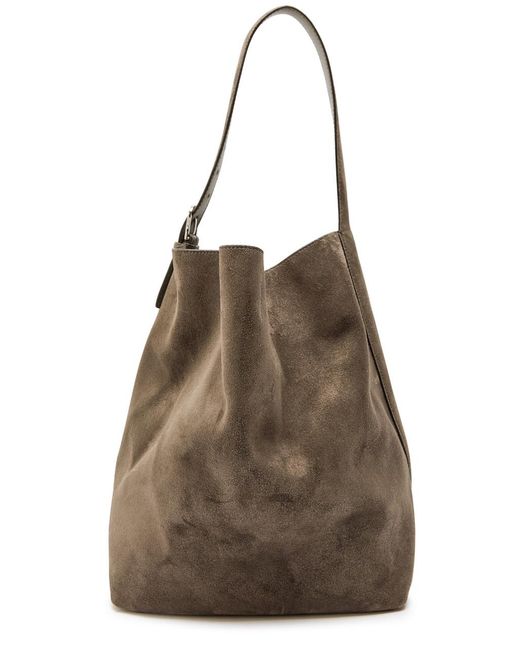 Totême Brown Belted Suede Tote