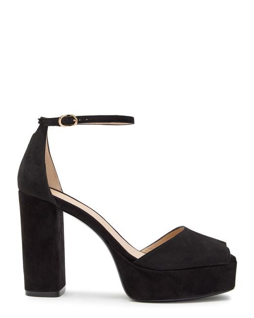 Stuart Weitzman Black Sabrina 110 Suede Platform Sandals