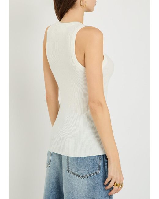 Lisa Yang White Amaya Ribbed Cotton And Cashmere-Blend Tank Top