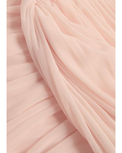 Ronny Kobo Pink Chelly Gathered Asymmetric Tissue Jersey Cropped Top