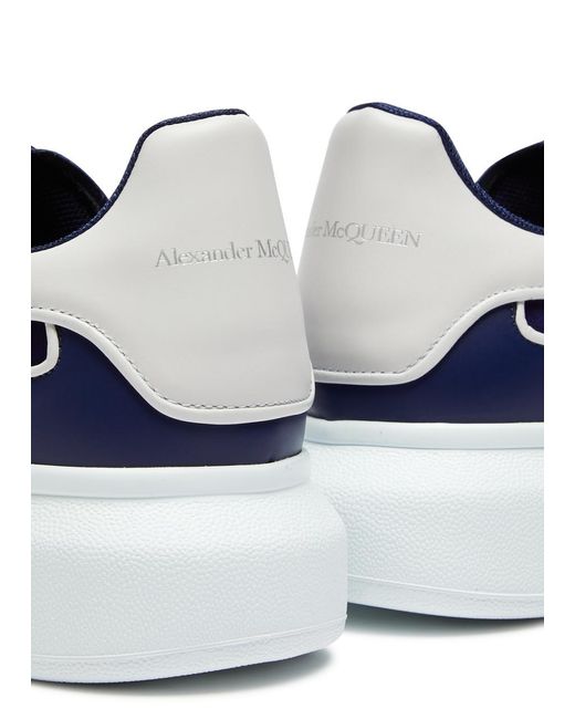 Alexander McQueen Blue Oversized Panelled Leather Sneakers for men