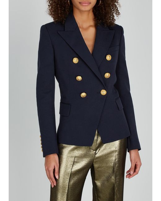 Balmain Grain De Poudre Virgin Wool Jacket, Plain Pattern in Navy (Blue) 62% - Lyst