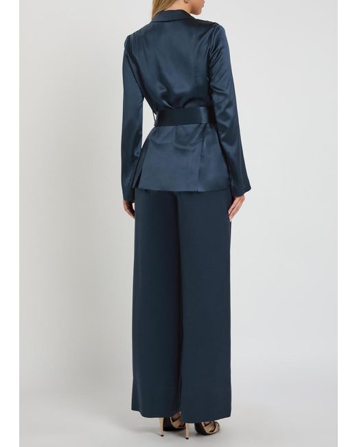 Joseph Blue Archer Belted Wrap Silk Jacket