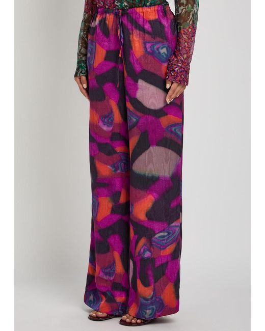 Dries Van Noten Red Puvis Printed Woven Trousers