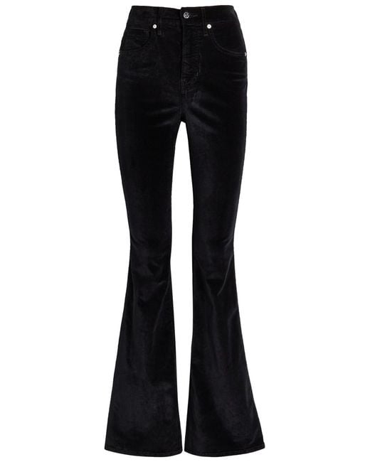 Veronica Beard Black Beverly Skinny Flared-Leg Velvet Jeans