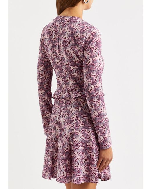Isabel Marant Purple Usmara Printed Stretch-silk Mini Dress