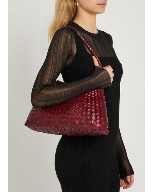 Dragon Diffusion Santa Maria Woven Leather Shoulder Bag in Red | Lyst UK