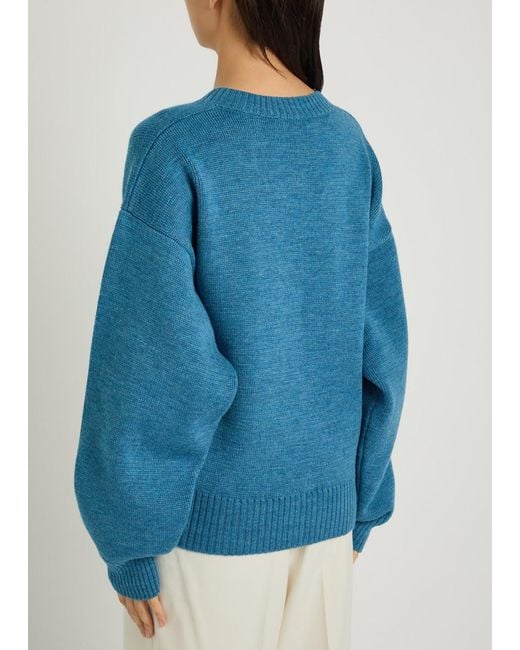 Rohe Blue V-Neck Wool Jumper