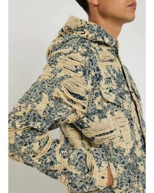 Acne Multicolor Hooded Distressed Denim Jacket for men