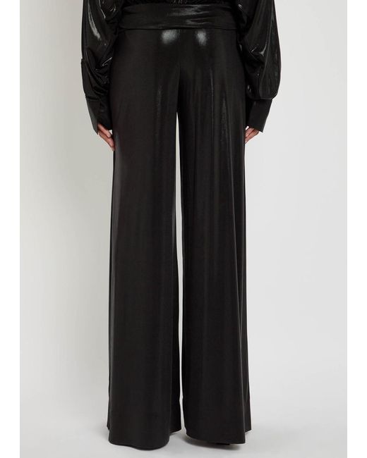 Norma Kamali Black Elephant Pearlescent Stretch-Jersey Trousers