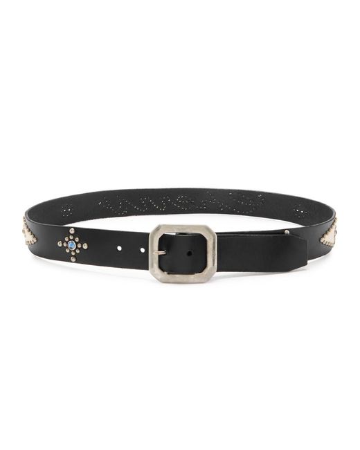 CHERRY LA Black Studded Logo Leather Belt for men