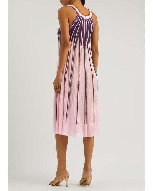Forte Forte Purple Heartbeat Stripe-Intarsia Knitted Dress