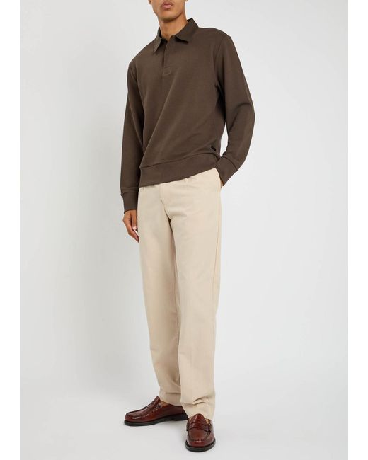 Oliver Spencer Brown Amery Waffle-Knit Polo Shirt for men