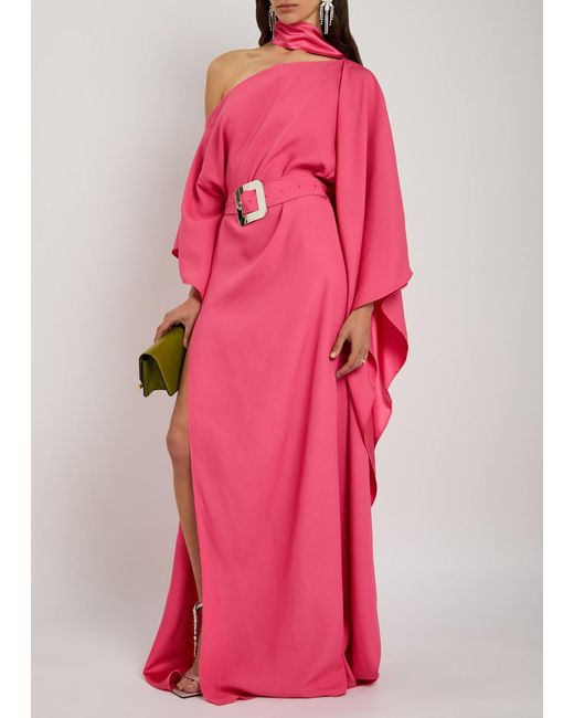 Taller Marmo Pink Taylor Crepe Maxi Kaftan Dress