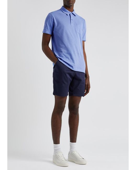 Sunspel Riviera Cotton-mesh Polo Shirt in Blue for Men | Lyst