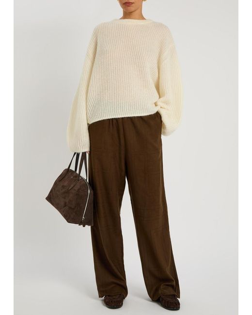 Totême White Ribbed-Knit Mohair-Blend Jumper