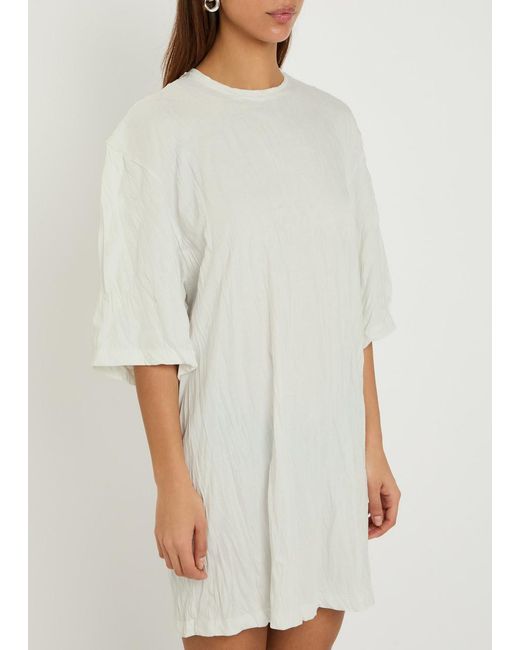 Totême White Crinkled Jersey Mini T-Shirt Dress