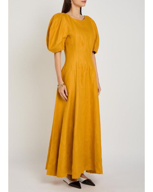 Gabriela Hearst Purple Ranya Linen Maxi Dress