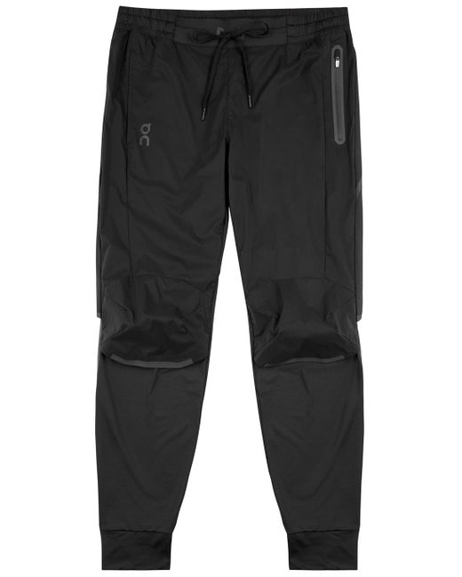 On Running Black Shell And Stretch-jersey Running Trousers for men
