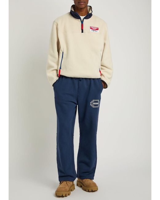 CHERRY LA White Racing Logo-Appliquéd Half-Zip Fleece for men