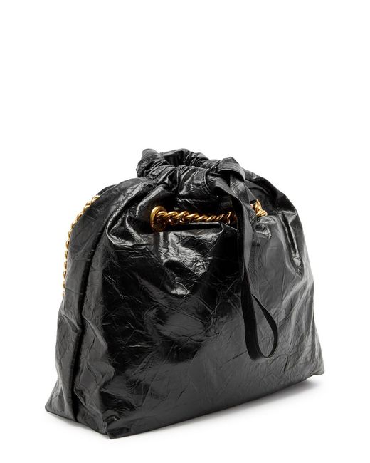 Balenciaga Black Crush Small Crinkled Leather Bucket Bag
