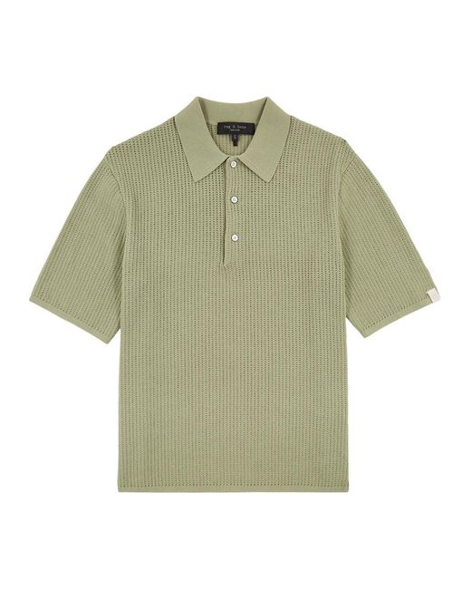Rag & Bone Green Nolan Waffle-knit Cotton-blend Polo Shirt for men