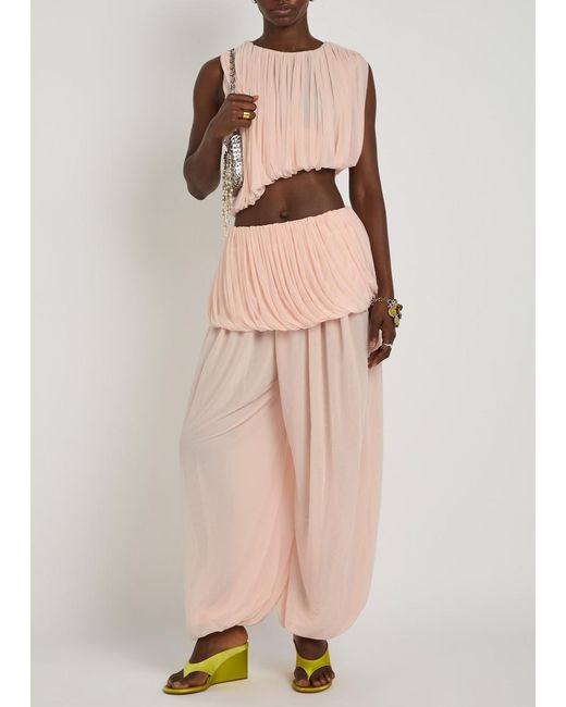 Ronny Kobo Pink Willa Draped Tissue Jersey Balloon Trousers