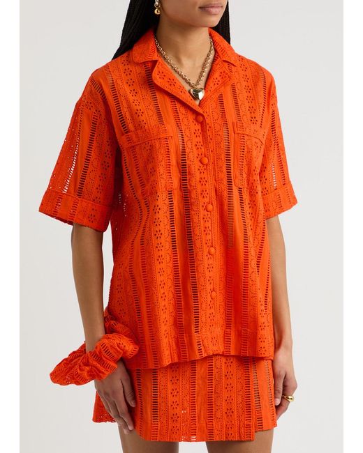 Damson Madder Orange Chlo Broderie Anglaise Cotton Shirt