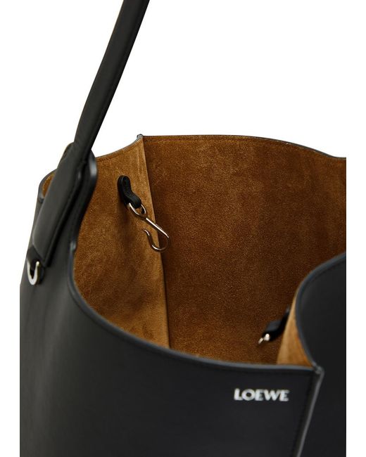 Loewe Black Bilbao Medium Leather Bucket Bag