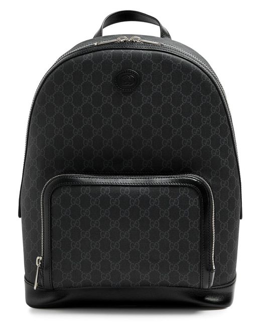Gucci Black gg-monogram Coated Canvas Backpack for men
