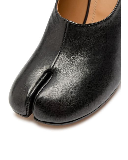 Maison Margiela Black Tabi 80 Grained Leather Pumps