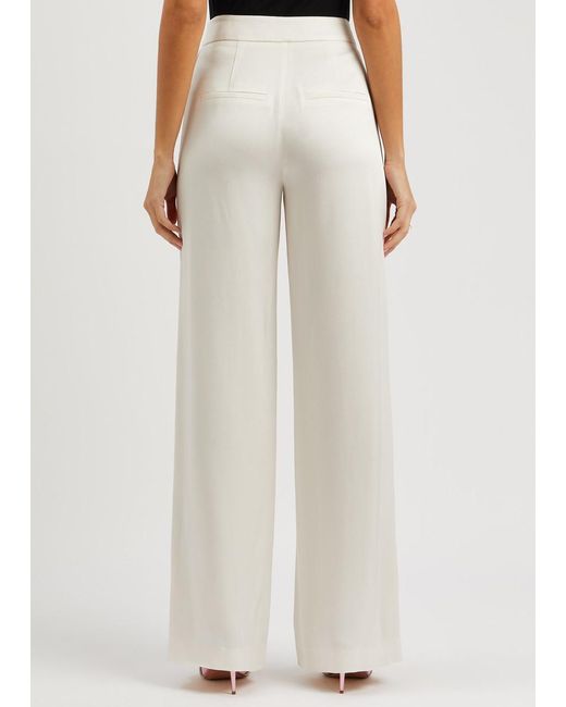 Veronica Beard White Millicent Satin Trousers