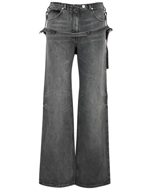 Courreges Gray Strap-embellished Wide-leg Jeans