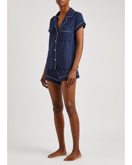 Eberjey Blue Gisele Stretch-Jersey Pyjama Set