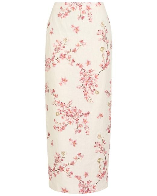 Agua Bendita Multicolor Lirica Floral-Print Linen Maxi Skirt