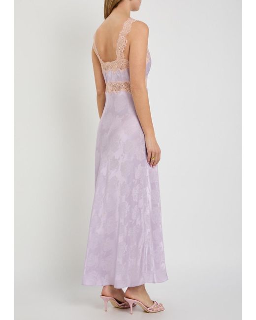 Ronny Kobo Purple Bryn Floral-Jacquard Silk-Blend Midi Dress