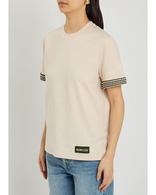Moncler Natural Knit-Trimmed Cotton T-Shirt