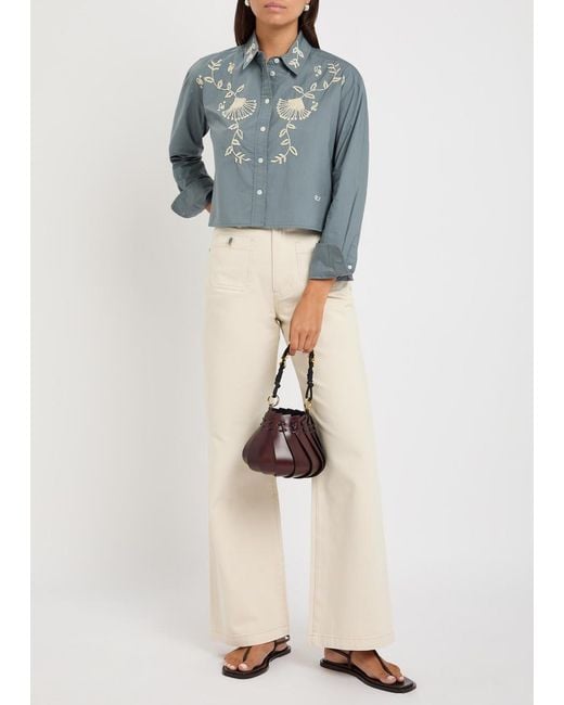 Veronica Beard Blue Andres Embellished Cotton Shirt