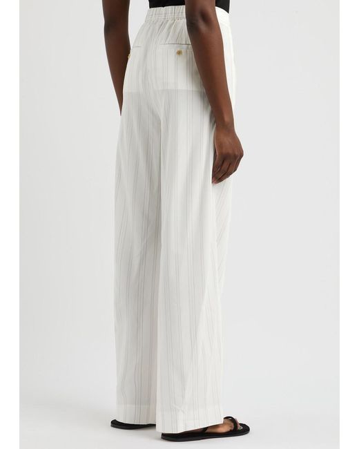 Vince White Striped Wide-Leg Trousers