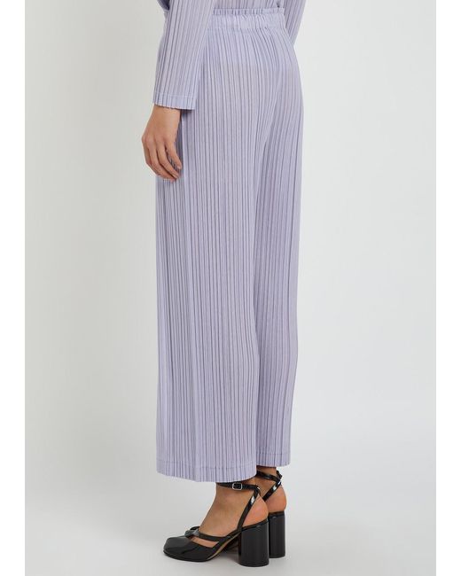 Pleats Please Issey Miyake Purple Pleated Wide-Leg Woven Trousers