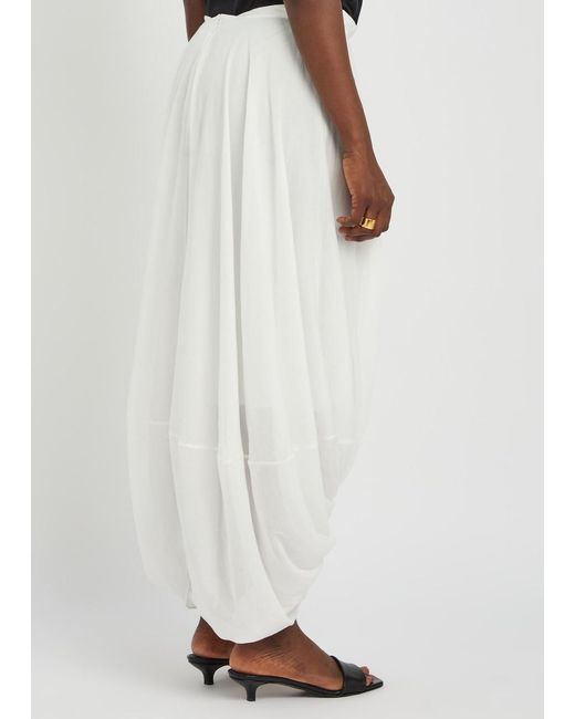 Totême White Cocoon Cotton-Blend Midi Skirt