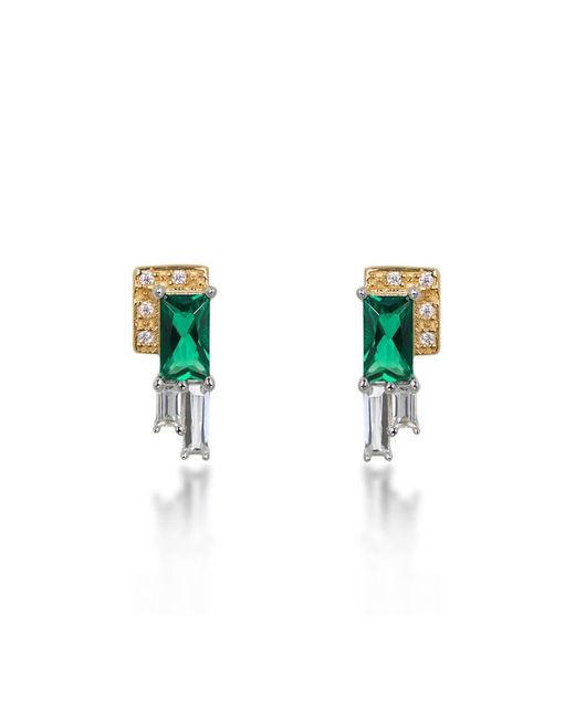V By Laura Vann White Audrey Rhodium And Gold-plated Earrings