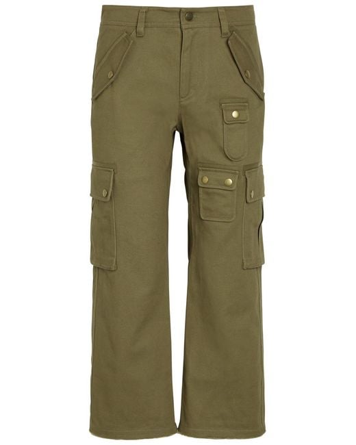 Isabel Marant Green Josine Twill Cropped Cargo Trousers
